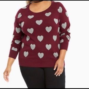 Torrid burgundy heart sweater